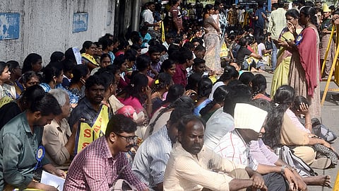 Members of SSTA (Senior Secondary Teachers Association) staged a demonstration for Equal pay near DPI campus.