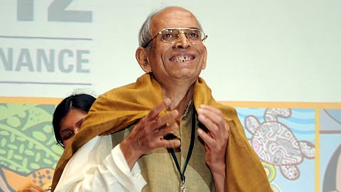 Padma Bhushan Madhav Gadgil during a lecture on Western Ghats at the IISc in Bangalore.