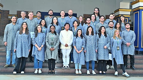 A 21-member delegation from Harvard University, USA, on a visit to KIIT and KISS recently. Dr Achyuta Samanta, Founder, KIIT, KISS & KIMS, is seen among them.
