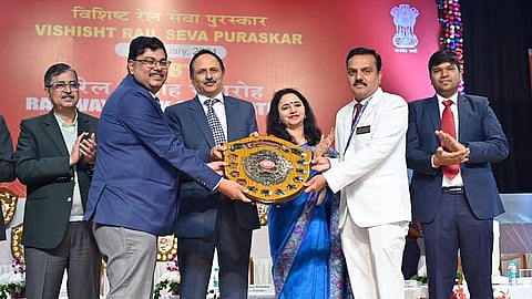 Best Clean Railway station Shield’ for Srikakulam Railway station at the 68th Railway Week Awards function, held in Bhubaneswar on Wednesday.