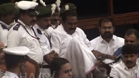 Uproar in Kerala Assembly as Oppostion MLAs stage protest