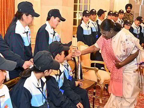 President Murmu receives specially-abled children from Ladakh at Rashtrapati Bhavan
