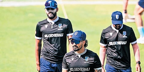 Italian team during practice at Eden Gardens on Sunday