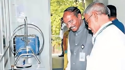 Kannan, who currently leads SonaSPEED, interacts with the former chairman of ISRO K Sivan.
