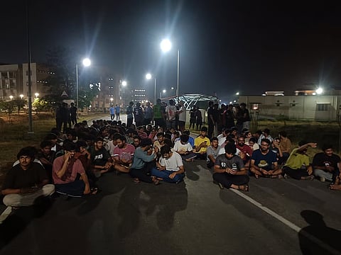 The assault triggered strong protests within the campus, with around 200 students assembling at Nila Gate, the institute’s main entrance, in the wee hours of Tuesday. 