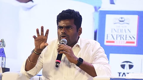 Former Tamil Nadu BJP President K. Annamalai speaks during The New Indian Express' ThinkEdu 2026 conclave in Chennai on Tuesday, March 3, 2026.