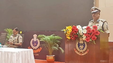 DGP YB Khurania addressing media persons in Bhubaneswar on Friday