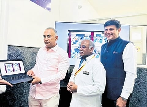 Health Minister Dinesh Gundu Rao launches the AI-enabled monitoring system at KC General Hospital