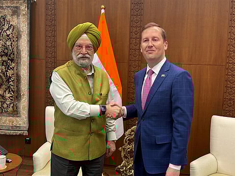 Union Minister Hardeep Singh Puri meets US Ambassador Sergio Gor; discusses "strengthening energy security"