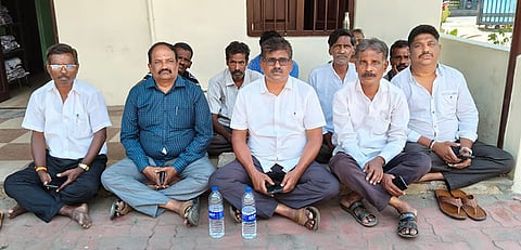 The Marumalarchi Makkal Iyakkam staged a sit-in protest on Monday at the campus of the Chief Educational Officer (CEO) in the city, condemning the School Education Department for not conducting the Right to Education (RTE) admission