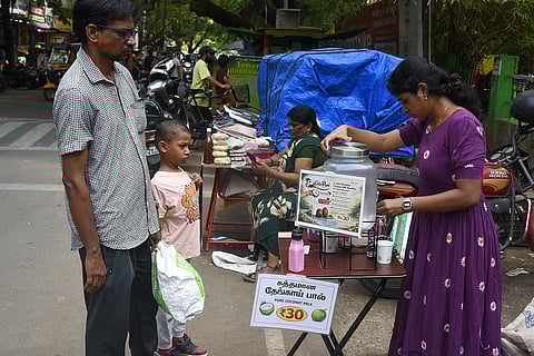 Coconut milk stall outside Anna Nagar Tower Park