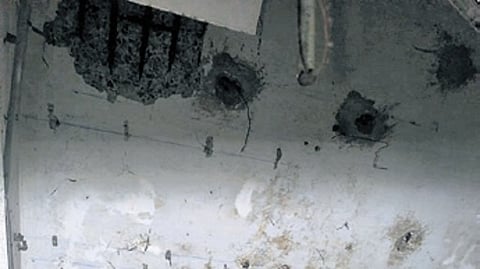 The portion of the ceiling that collapsed at SCB medical in Cuttack