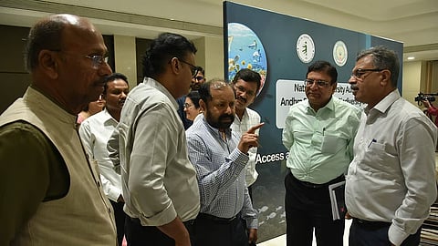 National Biodiversity Authority chairperson Virendra Tiwari, AP State Biodiversity Board chairman N Vijay Kumar, AP Pollution Control Board chairman P Krishnaiah, Principal Secretary to government EFS&T department Kantilal Dande and others during the workshop.
