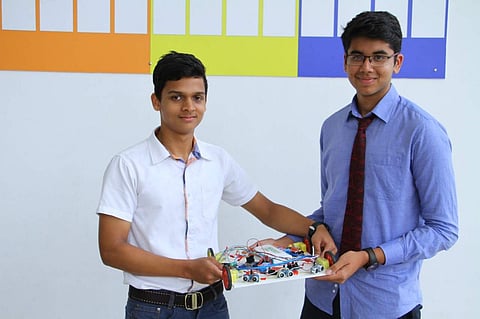 Vikram Mishra and Gaurang Bharti, both class 10 students have come up with an Autonomous Transporting Vehicle for their school project