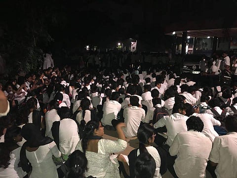 Students protesting at Saveetha School of Law | Facebook