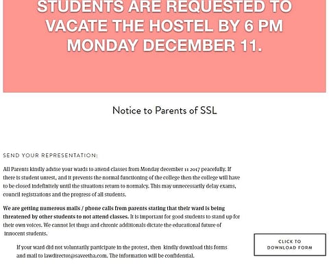 The download and mail us notice on the Saveetha website