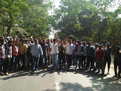 Seeking justice: Several students were taken into custody by the Hyderabad police after the protests