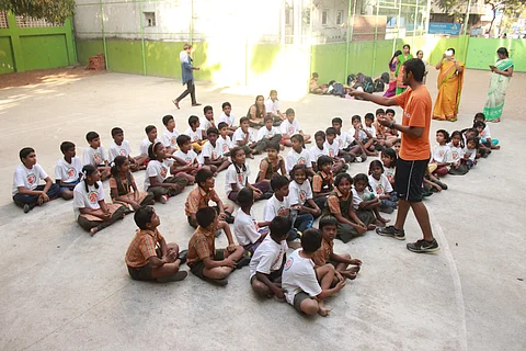 Shane coaching the students