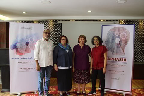 Jayendra, co-founder, Bhoomika Trust, Ann K Oehring, Leora R Cherney and Sudha Jayendra