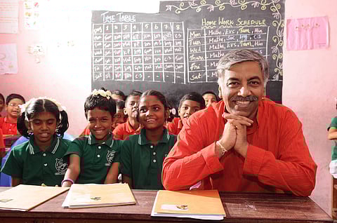 Karadi path co-founder C P Vishwanath with his students