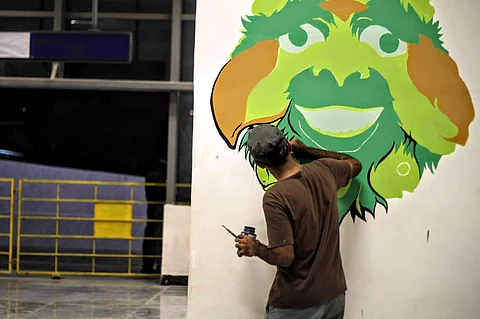 Appupen working on the pillars of Majestic Metro Station