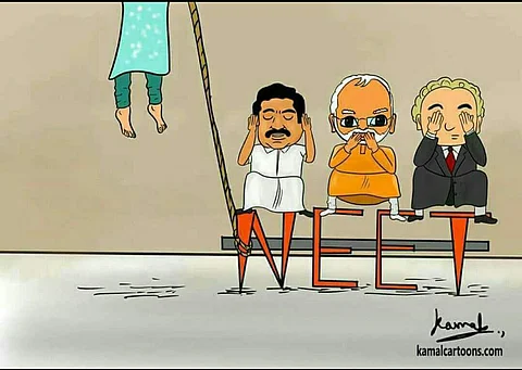 Anitha, the face of NEET protest in TN, hanged herself on Friday. Pic courtesy: Kamal Cartoons