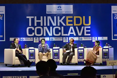The panelists at the discussion at the ThinkEdu Conclave 2018
