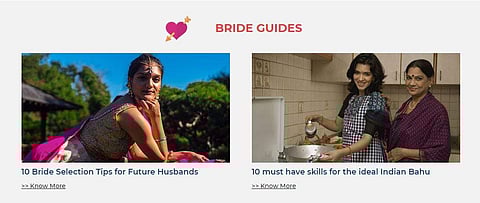 The page also has a few suggestions on how to be the perfect bride