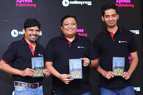 (From left) The co-founders,  Jana Pillay, Naveen Valsakumar and Bhargava Adepalley at the launch of Xpress Publishing