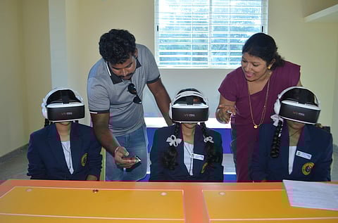 Teachers at Blossoms School using virtual reality to teach lessons