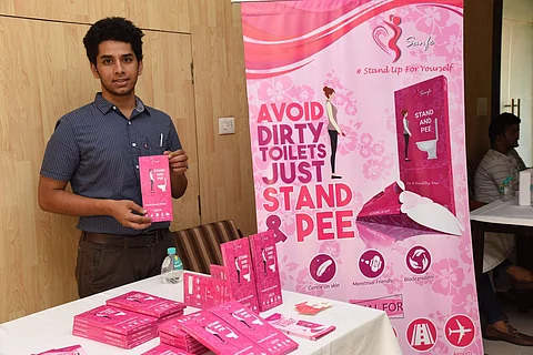 Sanfe is a simple use and throw product that allows women to stand and pee at public toilets