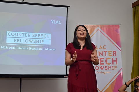 Aparajita Bharti, Co-founder of YLAC speaking to the students at the Counter Speech Fellowship Programme