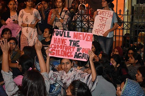 Jamia hostellers during another protest earlier this year | Pic: Facebook/ Jamia Women Fight