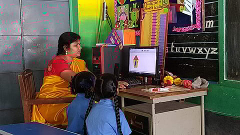 Manga Rani with her students (Pic: R Manga Rani)