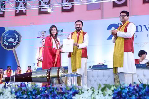 Anand Kumar presenting the degree to a student | Pics: Parul University