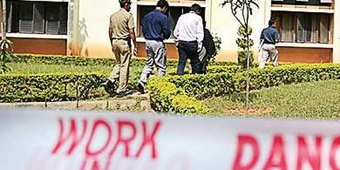 The officials from the Fire and Emergency Services visited the campus on Thursday to submit a preliminary report regarding the cause of the blast (Pic: Express)