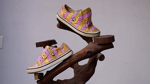 Marur takes three to ten days to design and paint a pair of shoes