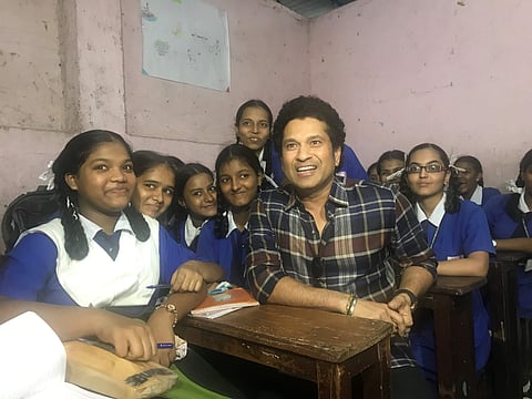 Sachin Tendulkar paid suprise visit to meet students at Guru Govind Singh School in Mumbai