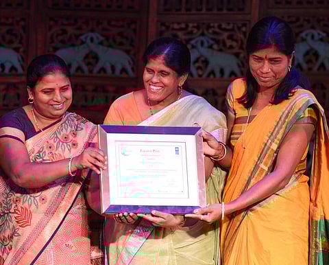 Godavari and Kamal, leaders and farmers from Maharashtra, along with Naseem Shaikh received the Equator Prize 2017 Award