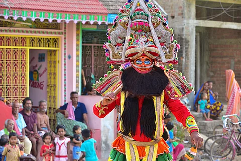 Hiranyakasyapa inspects his court during Prahlada Nataka | Pics: Prateek Pattanaik and Debendra Pattanayak