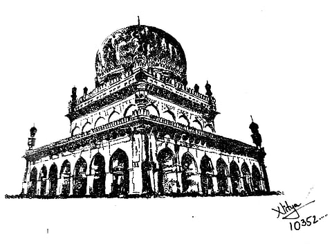 Nitya Sreedhara made the Qutb Shahi tombs through stippling