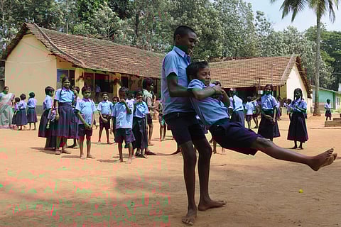 Students having a good time at school | Pics: Udayshankar S