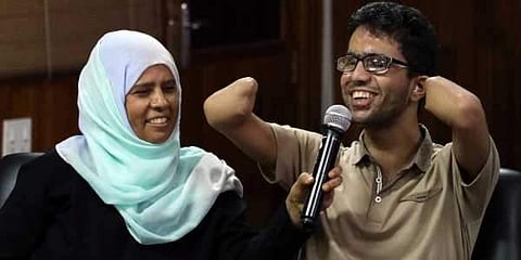 Yemeni student Islam Hussein is all smiles after regaining vision in the transplant