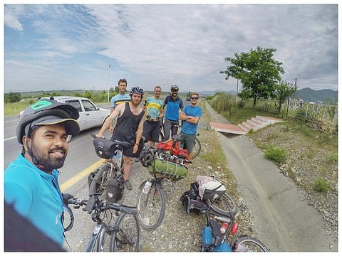 A youth from Cherthala went to Moscow to watch the Fifa World Cup on a bicycle