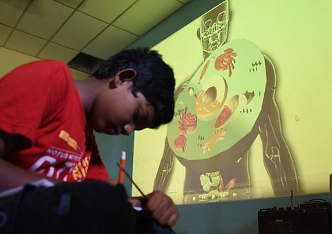 Student in a digital classroom