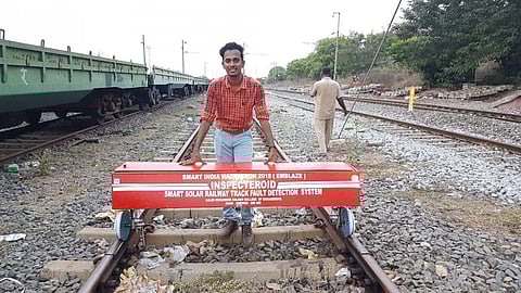 Team leader K Naushad Saheb posing with the rail fault detection