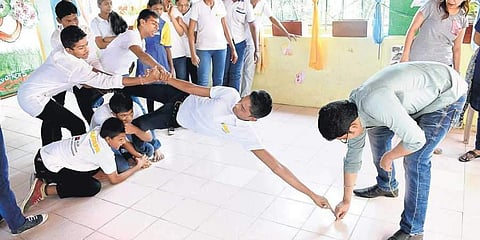 Abishek visits schools and colleges and conducts workshops for free