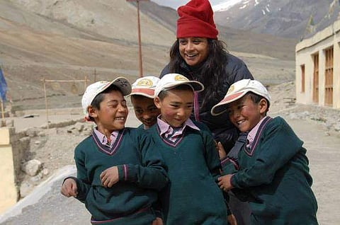 Sujata Sahu with a few students