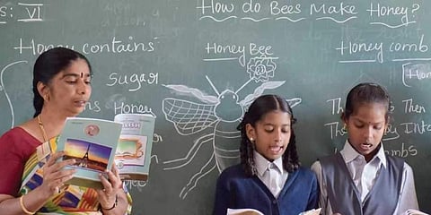 Radha Kumari KS with her students