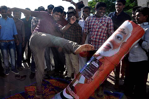 Aslaf Parekadan, AISF Ernakulam District Secretary kicking the punching bag